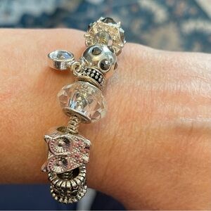 Silver Snake Chain Charm Bracelet 8"